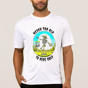 Nooit Te Oud Voor Discgolf Skelet Werpen T-shirt