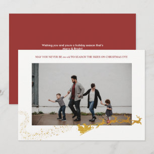 Nooit Te Oud Witte Nep Gouden Glitter Foto Feestdagenkaart