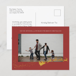 Nooit te oude rode faux gouden glitter foto feestdagenkaart