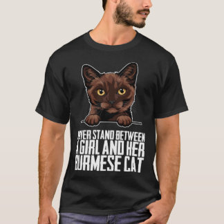Nooit tussen een meisje en haar Birmese kat staan T-shirt