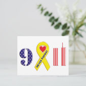 Nooit vergeten 11 september Gele Ribbel Briefkaart (Staand voorkant)