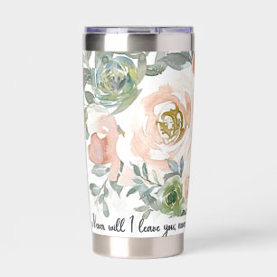 Nooit verlaten Pink waterverf flora Christelijk Geïsoleerde Drinkbeker