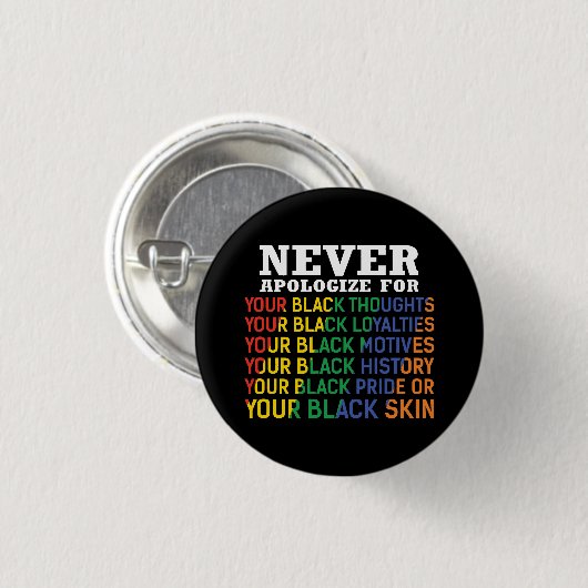 Nooit verontschuldigen | Junitetiende | Zwarte Pri Ronde Button 3,2 Cm (Voorkant /achterkant)