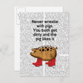 Nooit worstelen met varkens briefkaart (Voorkant / Achterkant)