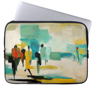 Nooitide Levendigheid – Abstracte Figuren Laptop Sleeve