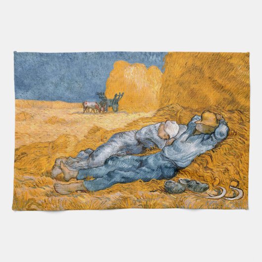 Noon, rest van het werk van Vincent Van Gogh Theedoek (Horizontaal)