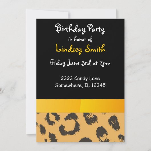 Noopard Fur Pattern Birthday Invitation Kaart (Voorkant)