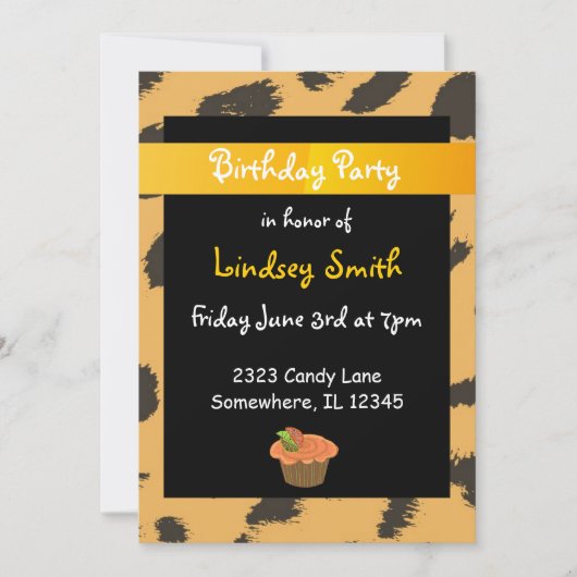 Noopard Fur Pattern Birthday Invitation Kaart (Voorkant)