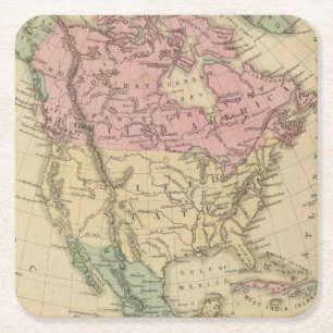 Noord-Amerika 6 Vierkante Kartonnen Onderzetter