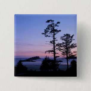 Noord-Amerika, Canada, Vancouver Island, bomen Vierkante Button 5,1 Cm