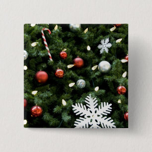 Noord-Amerika. kerstversieringen op boom. 4 Vierkante Button 5,1 Cm