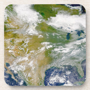 Noord-Amerika met rook zichtbaar op locaties. Bier Onderzetter