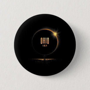 Noord-Amerika Totale Zonsverduistering 2024 Ohio N Ronde Button 5,7 Cm