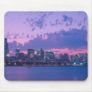 Noord-Amerika, VS, IL. Chicago silhouet bij scheme Muismat