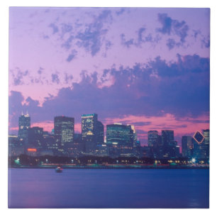 Noord-Amerika, VS, IL. Chicago silhouet bij scheme Tegeltje