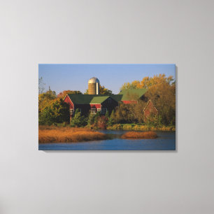 Noord-Amerika, VS, Wisconsin. Rode schuur in Canvas Afdruk