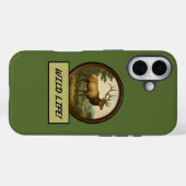 Noord-Amerikaanse Elk Dark Olive Green iPhone Case (Achterkant (horizontaal))