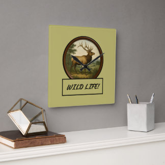 Noord-Amerikaanse Elk Wall Clock Vierkante Klok