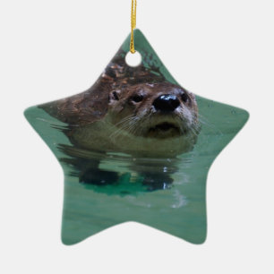 Noord-Amerikaanse Otter Keramisch Ornament