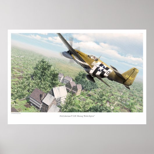 Noord-Amerikaanse P-51B Mustang 'Berlin Express' Poster (Voorkant)