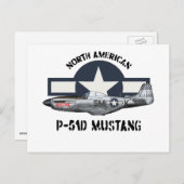 Noord-Amerikaanse P-51D Mustang Briefkaart (Voorkant / Achterkant)