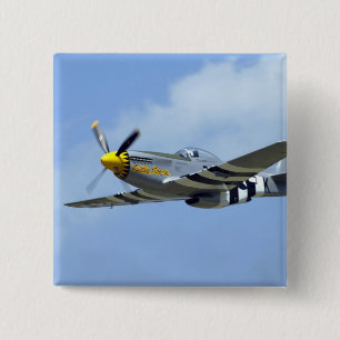 Noord-Amerikaanse P-51D Mustang, Little Horse Vierkante Button 5,1 Cm