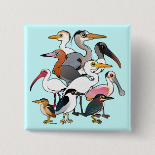 Noord-Amerikaanse Waders Vierkante Button 5,1 Cm