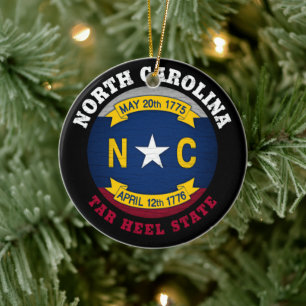 NOORD CAROLINA TAR HEEL STATE FLAG KERAMISCH ORNAMENT