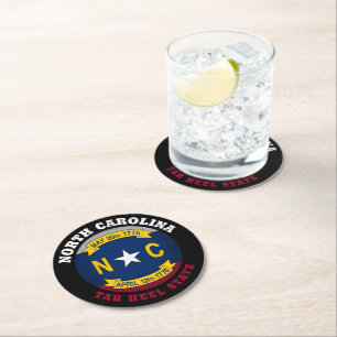 NOORD CAROLINA TAR HEEL STATE FLAG RONDE KARTONNEN ONDERZETTER