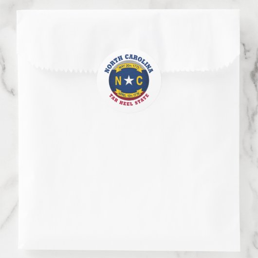 NOORD CAROLINA TAR HEEL STATE FLAG RONDE STICKER (Tas)