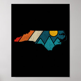 Noord-Carolina Vintage Staatskaart Bergen Wandelto Poster