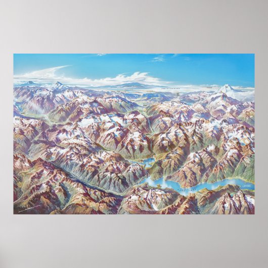 Noord-Cascades Nationaal Park Landschap Schilderen Poster (Voorkant)