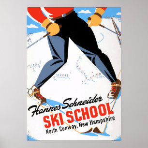  Noord-Conway New Hampshire Skiing Travel Poster
