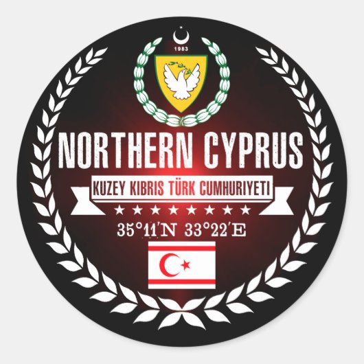 Noord-Cyprus Ronde Sticker (Voorkant)