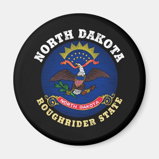 NOORD DAKOTA ROUGHRIDER STATE FLAG MAGNEET (Voorkant)