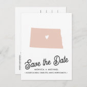 NOORD DAKOTA State Destination Weddenschap ENIGE K Aankondigingskaart (Voorkant / Achterkant)