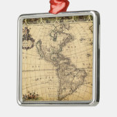 Noord- en Zuid-Amerika Panoramische Kaart Metalen Ornament (Links)