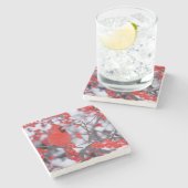 Noord-Kardinaal mannetje, Winter, IL Stenen Onderzetter (Zijkant)