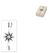 Noord-kompas met pijlen  rubberen kunststempel 	rubberstempel (Gestempeld)