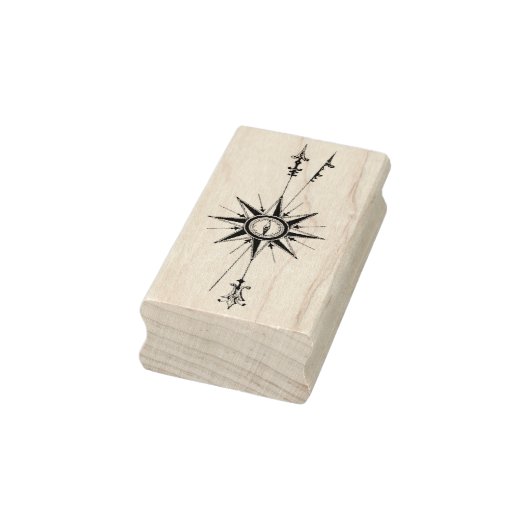 Noord-kompas met pijlen  rubberen kunststempel 	rubberstempel (Stempel)