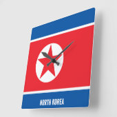 Noord-Korea Flag Dazzling Patriotic Vierkante Klok (Hoek)
