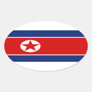 Noord-Korea Flag Oval Sticker