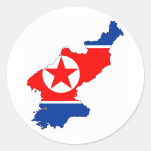 noord - korea - land - vlaggestaat ronde sticker