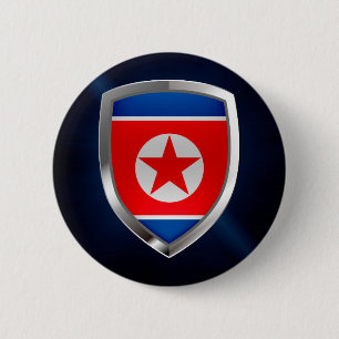 Noord-Korea Metallic Embleem Ronde Button 5,7 Cm