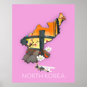 Noord-Korea reiskaart Poster