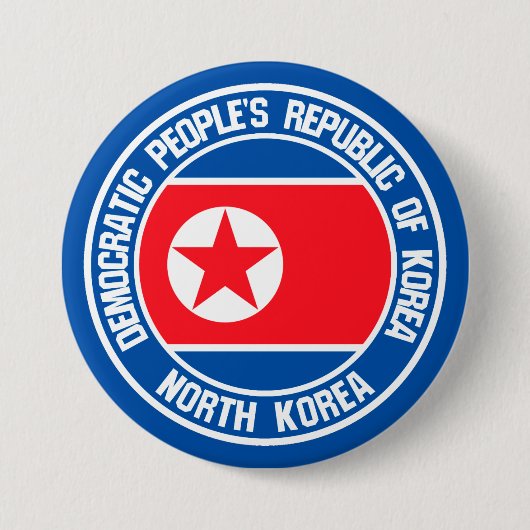 Noord-Korea Round Embleem Ronde Button 7,6 Cm (Voorkant)