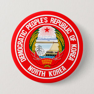 Noord-Korea Round Embleem Ronde Button 7,6 Cm