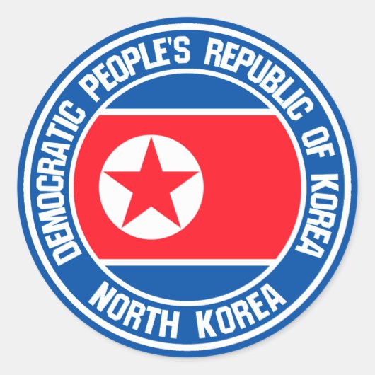 Noord-Korea Round Embleem Ronde Sticker (Voorkant)