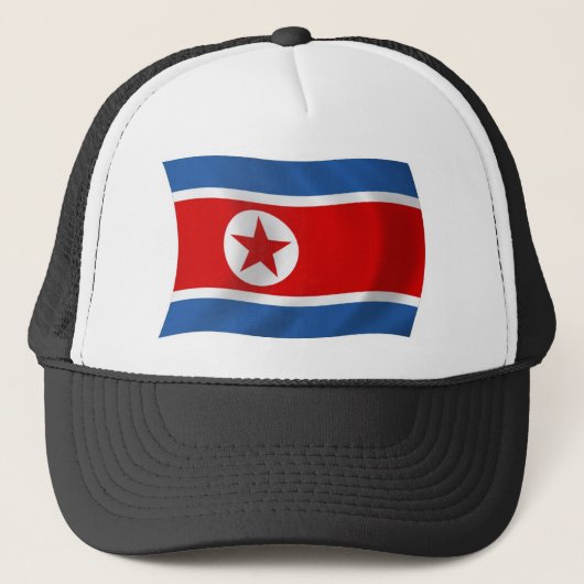 Noord-Korea Vlag Hoed Trucker Pet (Voorkant)