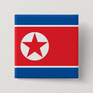 Noord-Korea Vlag Juche Socialistische Communist Vierkante Button 5,1 Cm